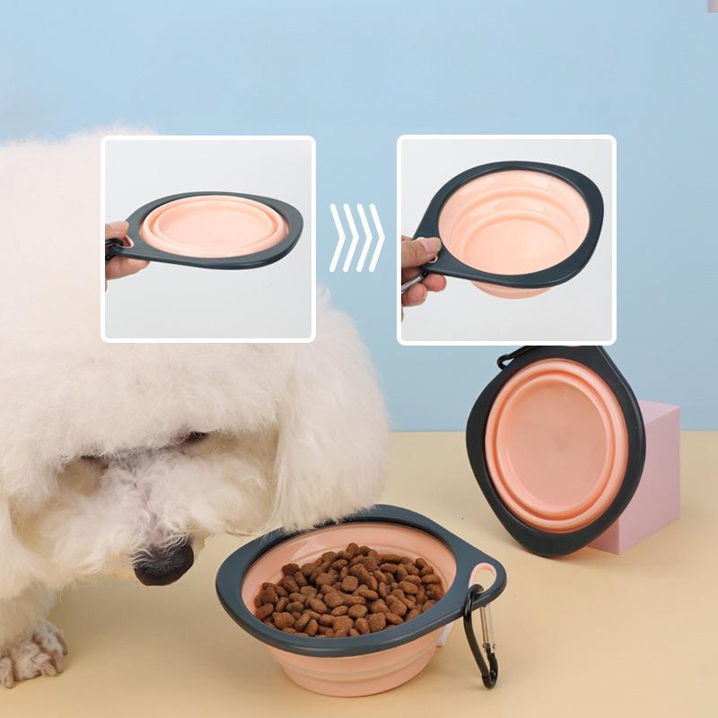 Histotree Portable Foldable Silicone Pet Bowl For Cats And Dogs Outdoor Travel Collapsible Water Feeder With Carrying Handle