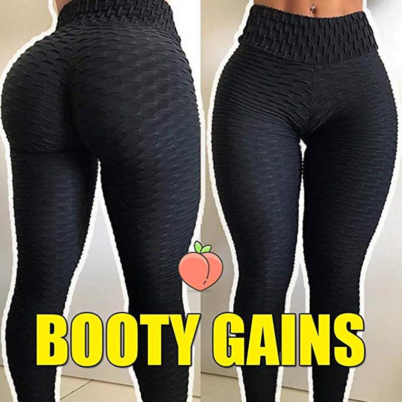 

Women s European & American High Waist Jacquard Bubble Yoga Pants - Hip-Lifting Sports & Fitness Leggings XS
