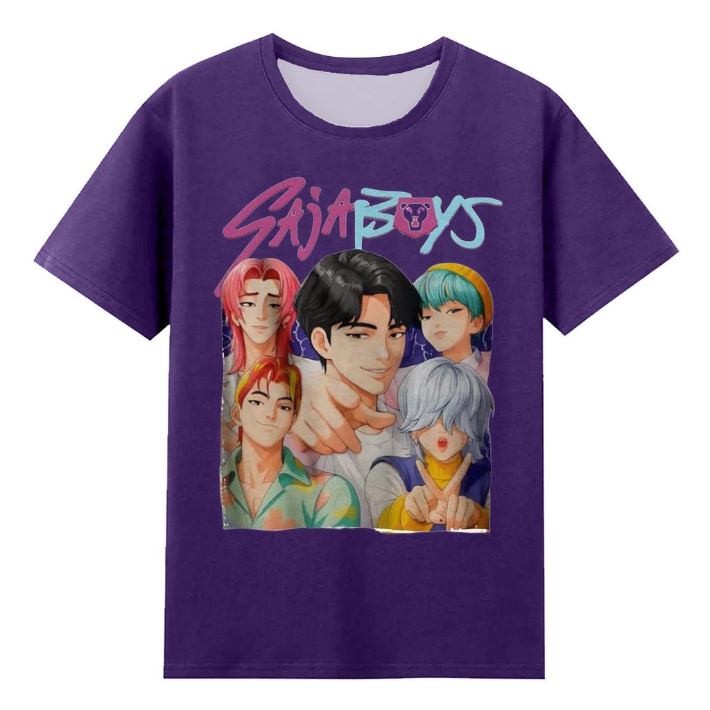 Boys Girls Round Neck Casual Printed Short-sleeved T-shirt Top