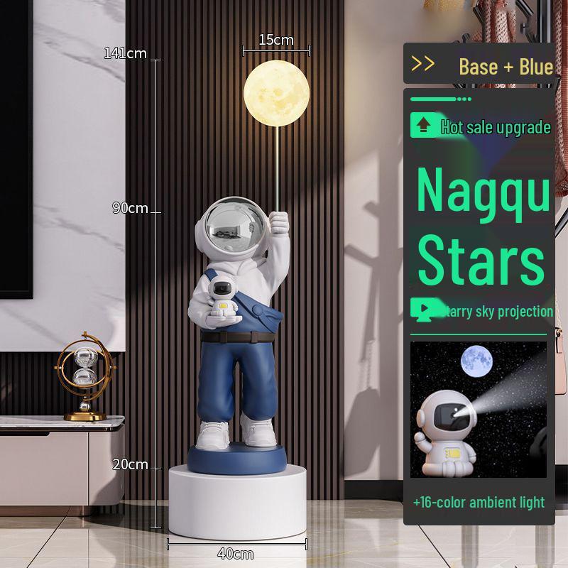 Large Astronaut Figurine with Starry Sky Light – Floor-Standing Decoration for Living Room or TV Cabinet, Perfect Housewarming Gift.