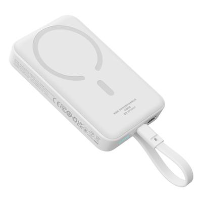 Mini Powerbank MagSafe 10000mAh 30W mit USB-C 0,3m Kabel Weiß