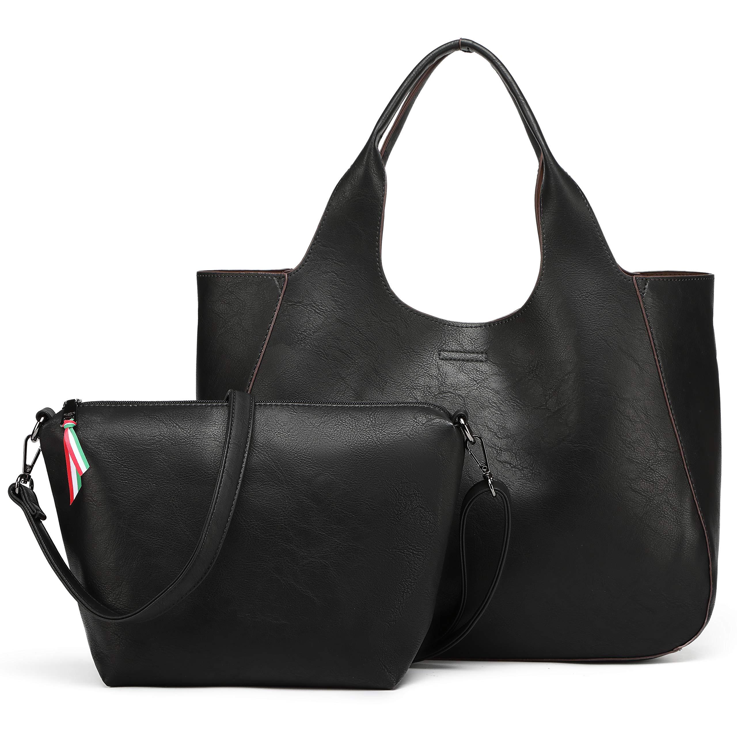 

Guccio Представлен в сумке-тоут и сумке через плечо из ПУ, большая, формата А4, 120486, базовый набор из 3 предметов, кожа, легкий, вместительный, размер, женский, (черный)