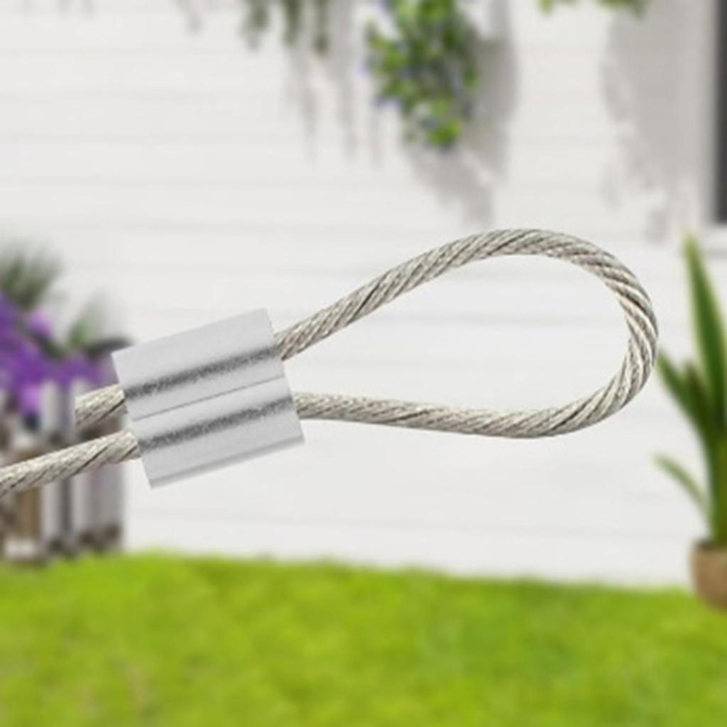 100 Pcs Cable Crimp Sleeve Silver Aluminum Crimping Sleeve for 3Celsius16 Inch Wire Rope