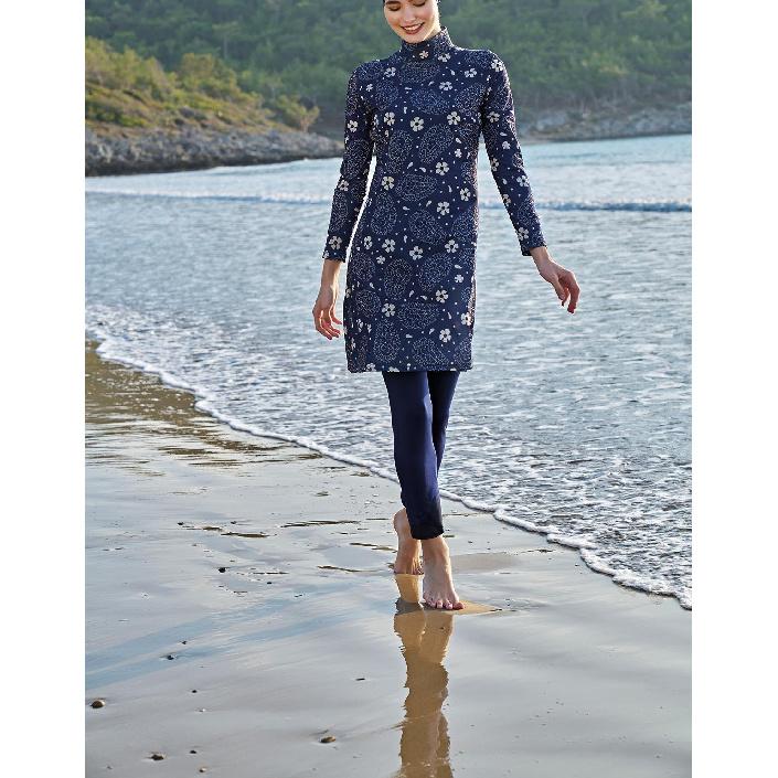 

Новинка в градиентных принтах Скромный мусульманский буркини набор из 2 предметов Туника с длинным рукавом и леггинсы полной длины - Мусульманский купальник - Пляжная одежда с защитой от УФ - 5XL золотой