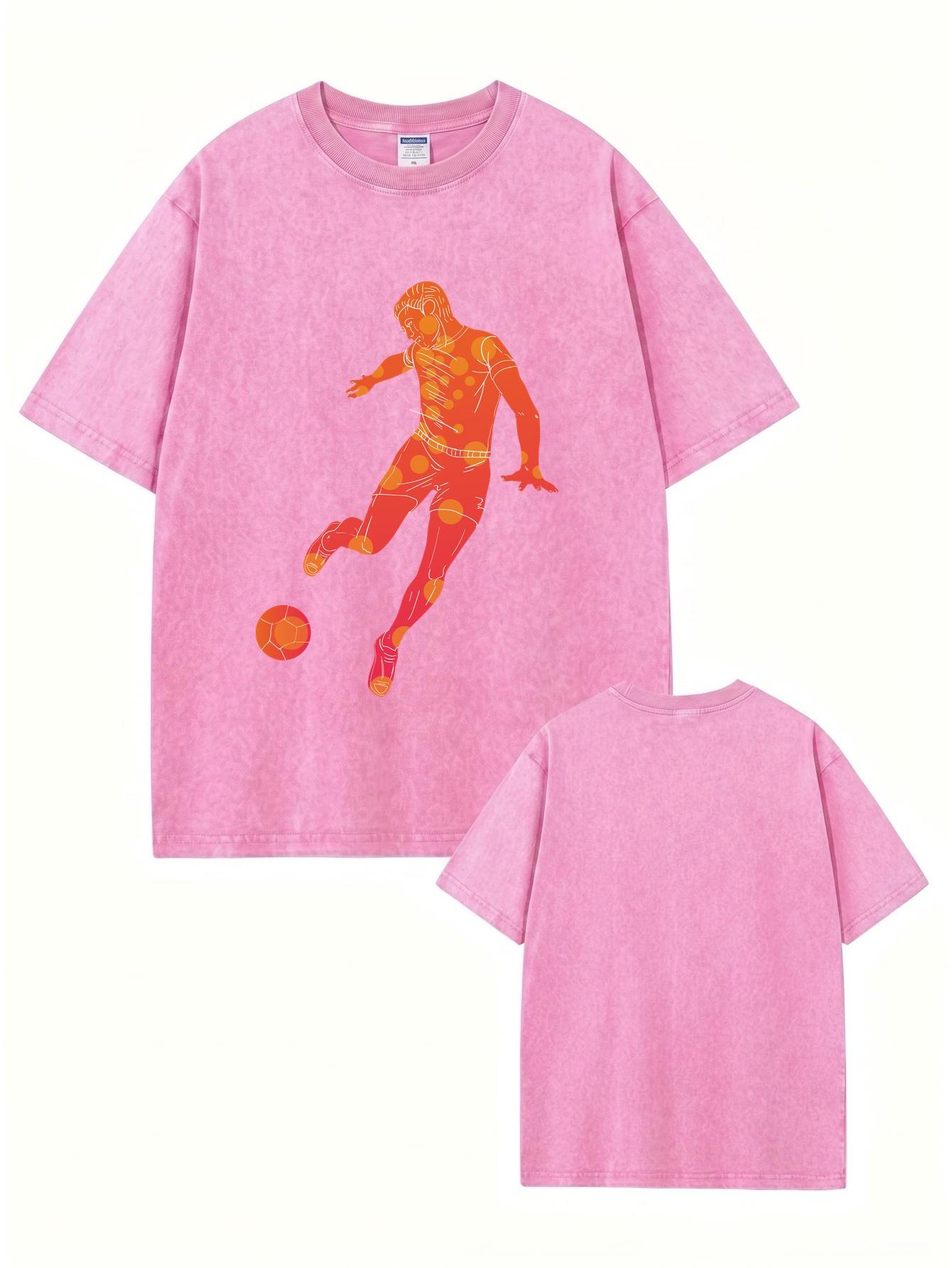 

Vintage Washed Cotton Mens TShirt Retro Soccer Graphic Print Loose Fit Short Sleeve Casual Streetwear Summer Top Tee Shirts XL