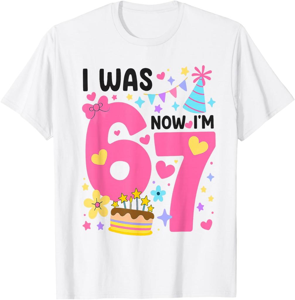 I was 6 Now I'm 7 Year Old Birthday 7th Funny 67 Meme Unisex T-Shirt