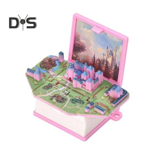 

Міні 3D-складна книжка-брелок, що вискакує, мініатюрний світ, що висить, крихітна кав’ярня, велика стіна, замок, складна книга-брелок, підвіска A