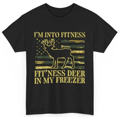 Hunting Im Into Fitness Fit Ness Deer Freezer Kids T Shirt
