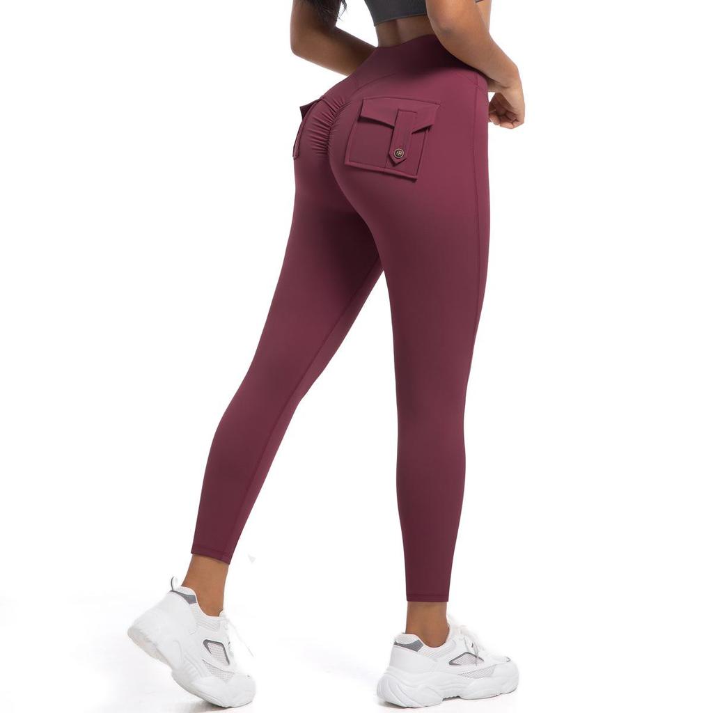 European-American High Waist Elastic Peach Butt Leggings - Quick-Dry Yoga, Running & Fitness Pants with Hip Lifting Button.