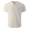 Men's Summer V-neck Top Casual Loose Short Sleeved Shirt
