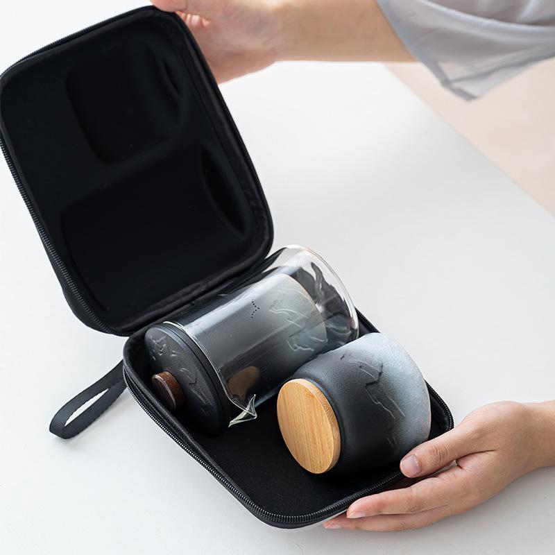 Simple Glass Portable Travel Tea Set Outdoor Express Cup Business Activities Holiday Souvenirs
