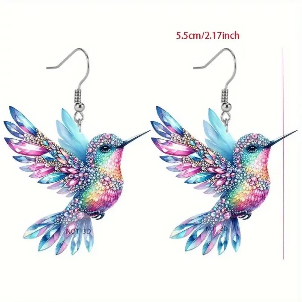 Acrylic Bird Dangle Earrings Retro Style Stud Earrings Gifts 2D Bird Shape Earrings  Women Girls