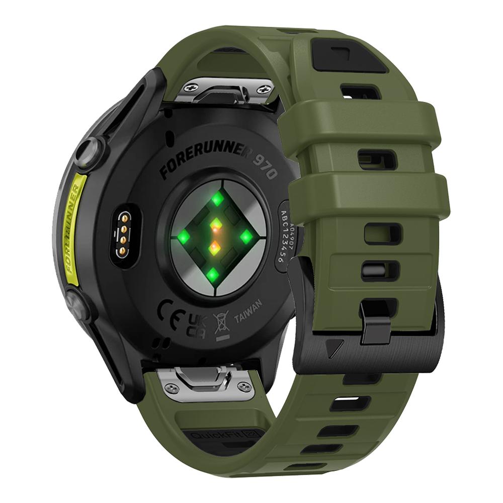 QuickFit 22mm Two-Tone Silicone Band For Garmin Forerunner 970 965 955 Solar 945 935 745 Descent G2 Fenix E Watch Strap Bracelet