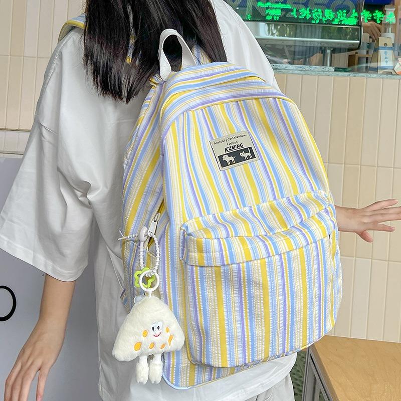 The Schoolbag Is Small, Fresh, Simple, Striped Backpack, Large-capacity Male and Female College Students Schoolbag Travel Backpack Tide