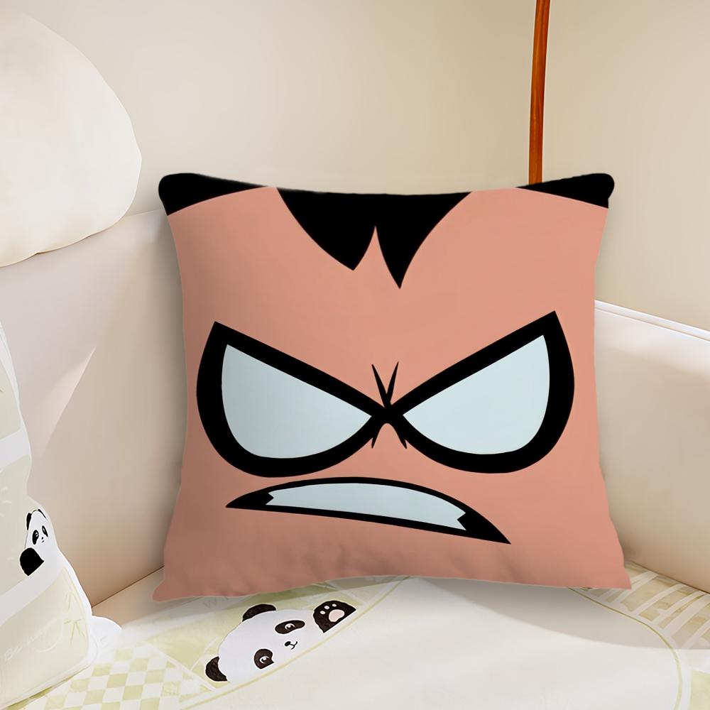 Cartoon TTeen Titans Face cushion cover Pillow Case Plush Fabric Soft Double Sided Print Sofa Cushion Cover Throw Pillow Covers