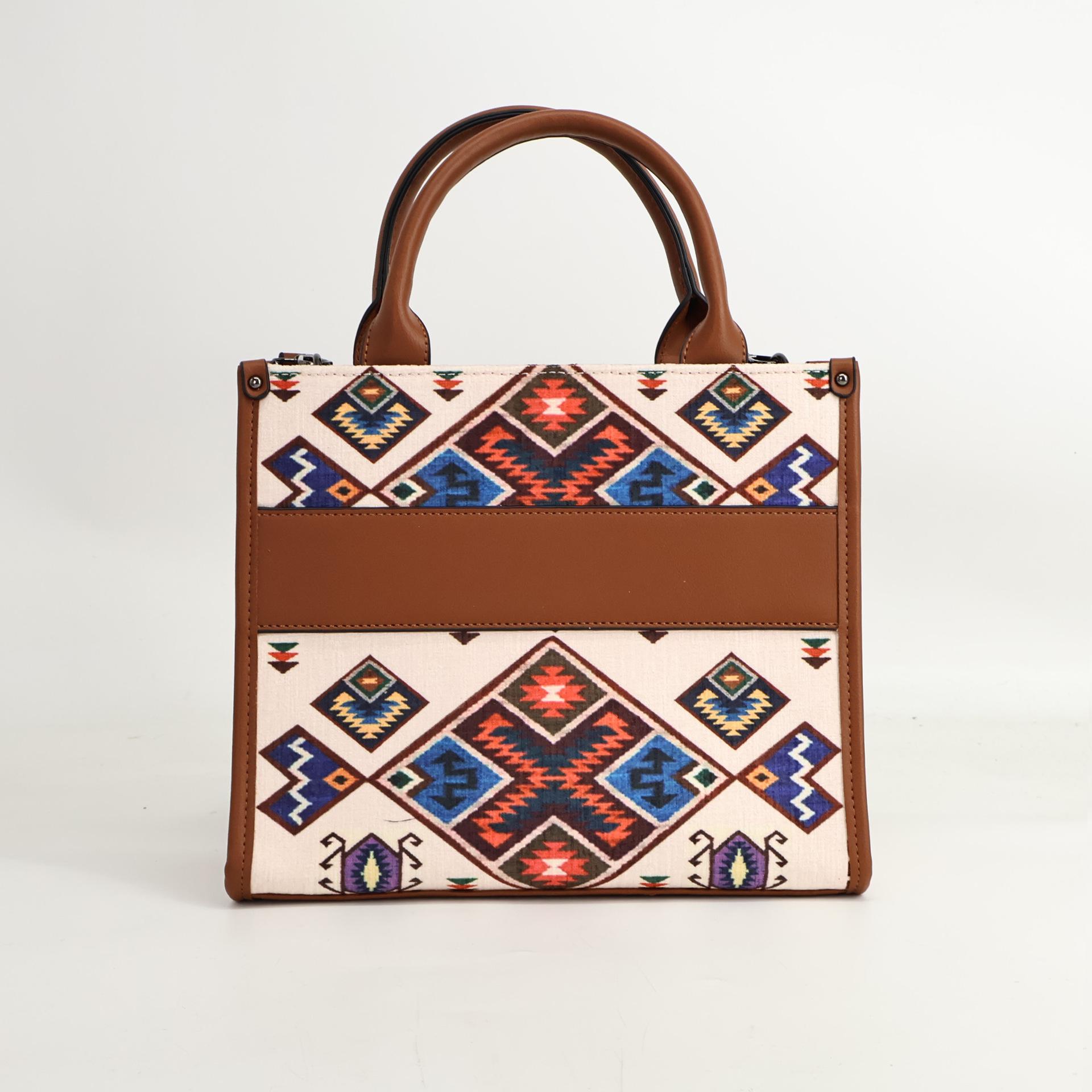 

Сумка-тоут из холста с бохо-принтом, большая вместимость, повседневная, Niche Premium Sense 27*10*23cm