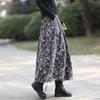 Plus Size Floral Skirt Women's Spring and Summer Retro A-line Skirt High Waist Mid-length Skirt