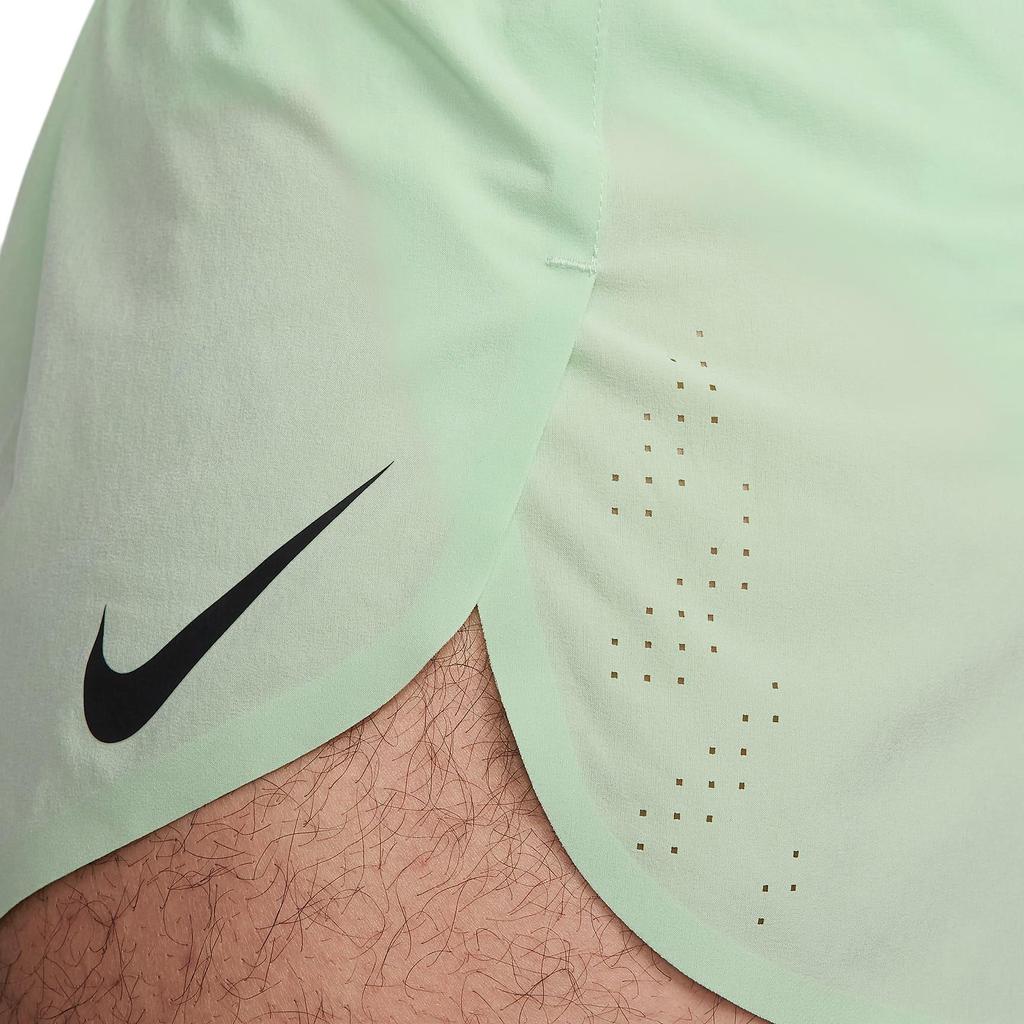 Nike Aeroswift Solid Logo Elastic Waist Sports Shorts Men Bottoms Green Yellow FN3350-376
