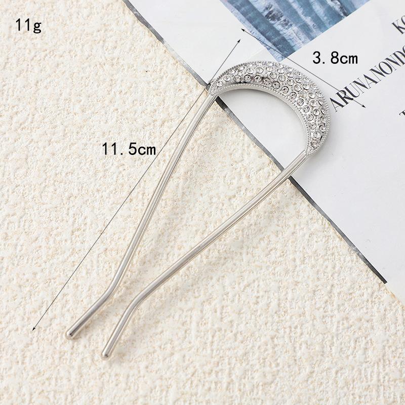 Retro High-End Rhinestone U-Shaped Hairpin, Women'S Jewelry, Back Of The Head, Ball Head, Disc Hair Artifact, Plug Comb, Simple Hair Accessories