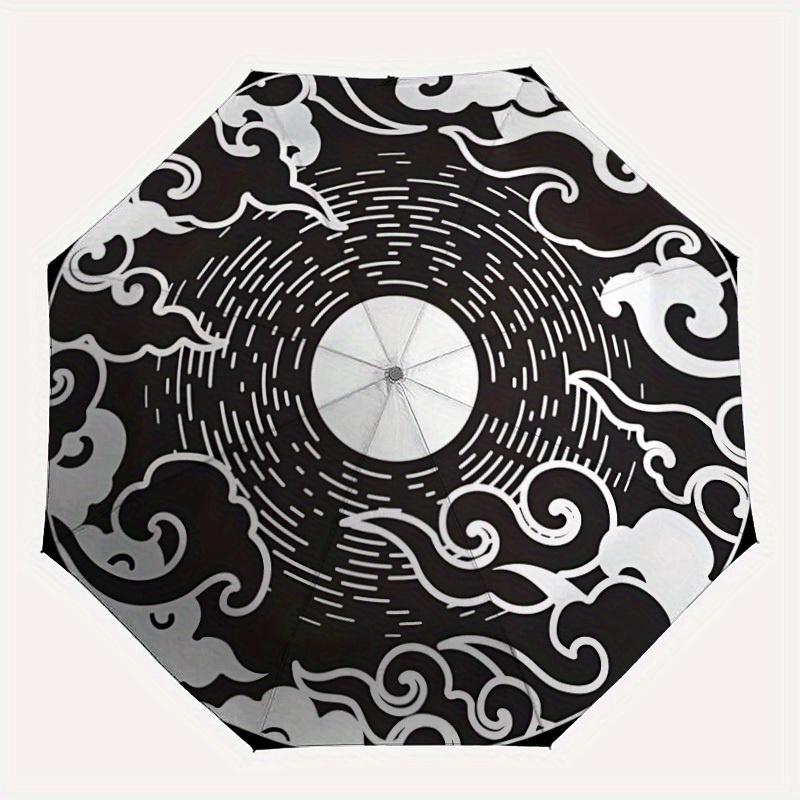 

1pc Cloud-patterned ornamentAutomatic Folding Umbrella, Portable & Foldable Design with 8 Ribs, Casual Outdoor Accessory yy250804260