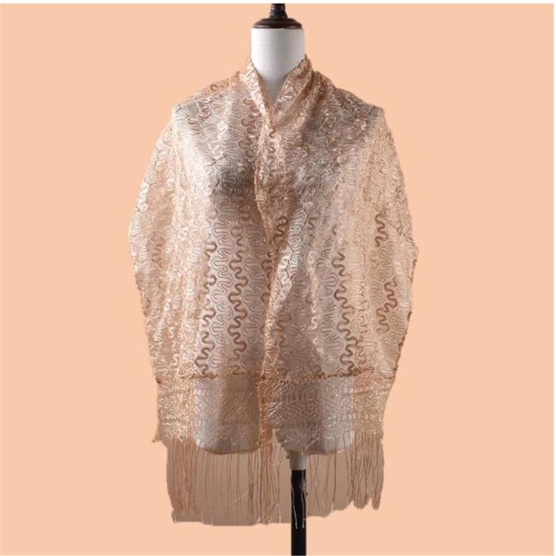 Womens Lace Scarf Stylish Soft Collar Neck Wrap Lady Thin Fringed Shawl Soft Exotic Thin Scarf