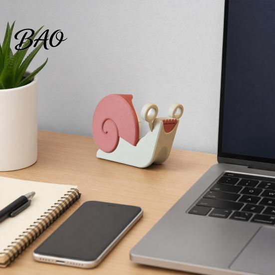 Snail Design Tape Dispenser 3D Printed Dispenser, Universal Packaging Wrapping Holder, Desk Decorative Cutting Tools for Home Office School