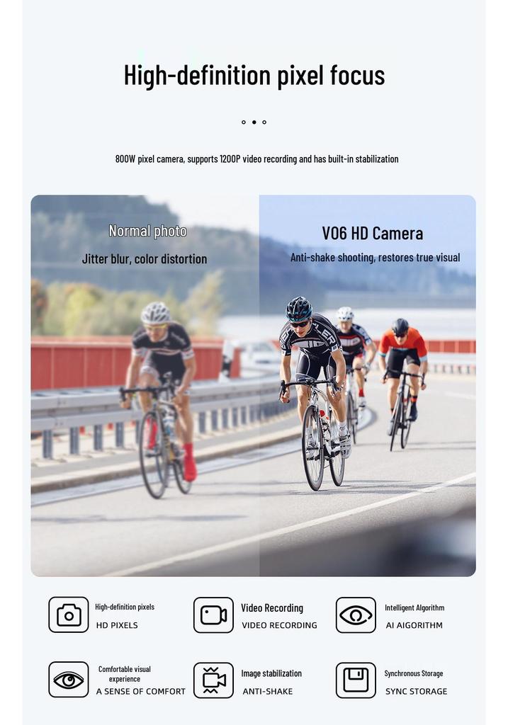AI Smart HD Video Recording Cycling Glasses: Anti-Shake, Horizontal & Vertical Capture
