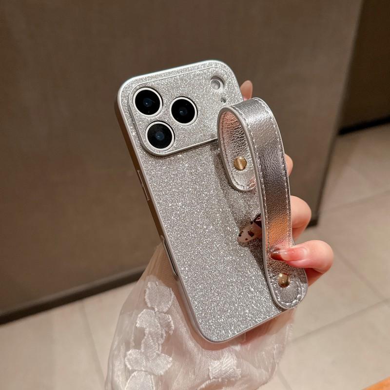 Sparkle Glitter Phone Case With Wrist Strap IPhone 16 Pro Max 17 15 13 11 Shockproof Silicone Cover