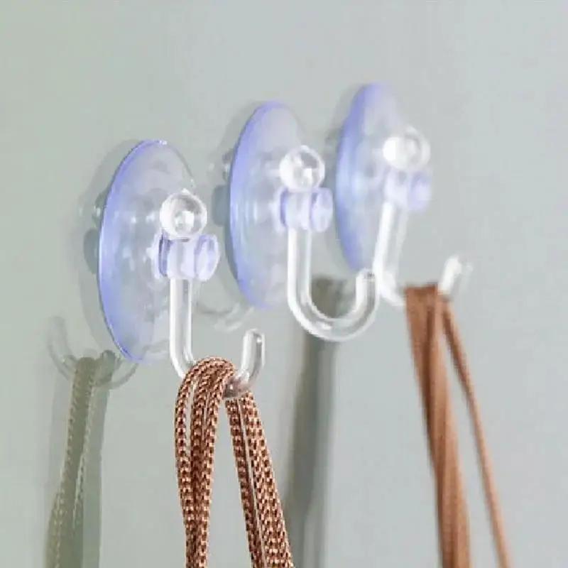 New 5Pcs Concise Design Transparent Wall Hooks Suitable Bathroom Towel Hanger Hooks Super Strong Suction Cup Window Hooks
