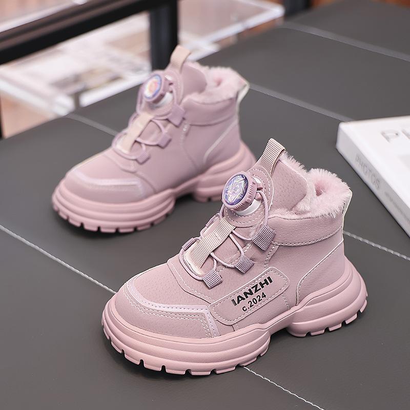 

Winter Children s Plush Cotton Boots Girls Warm Thick Short Boots for Girls with Buttons 26 фиолетовый
