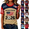 Haut pull décontracté à manches courtes pour femme Imprimé Soccer États-Unis Col rond Léger Coupe confortable