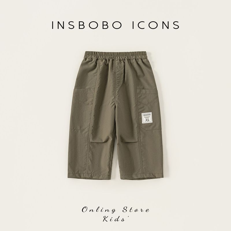 Insbobo Boys  Pants 2026 Spring New Children s Long Pants Cargo Pants Stylish Straight-Leg Pants for Boys Spring Wear Army Green 80