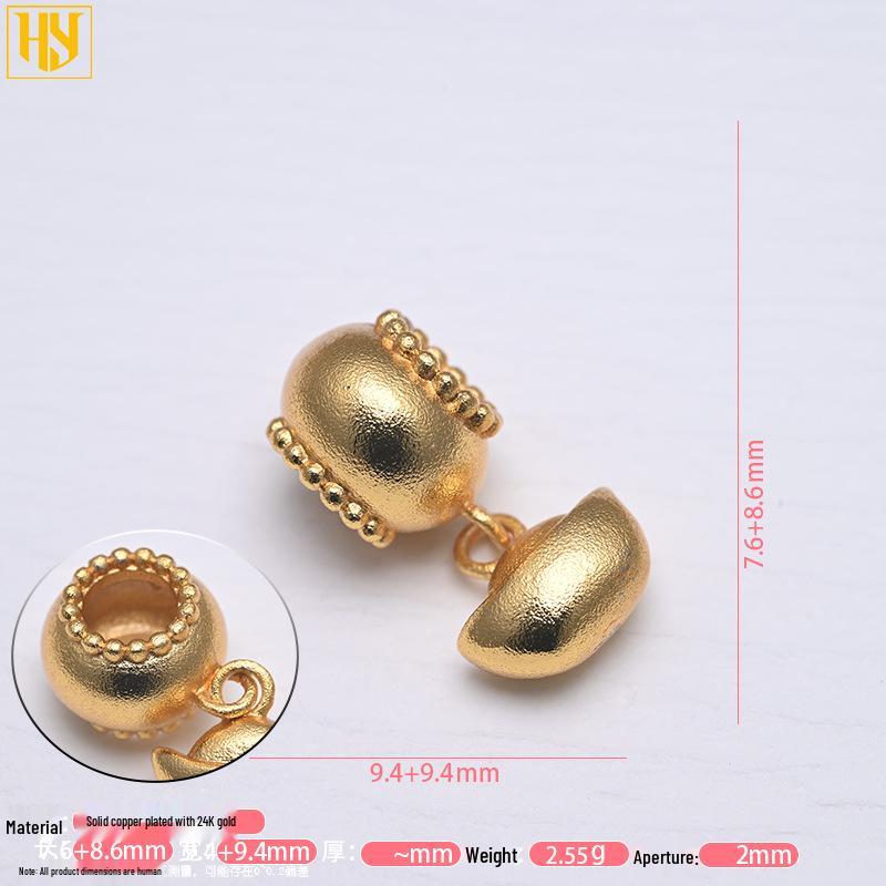 Fu Character Gold Ingot Beads: 24k Gold Plated Copper, Hole-Drilled for DIY Handmade Braided Rope Jewelry