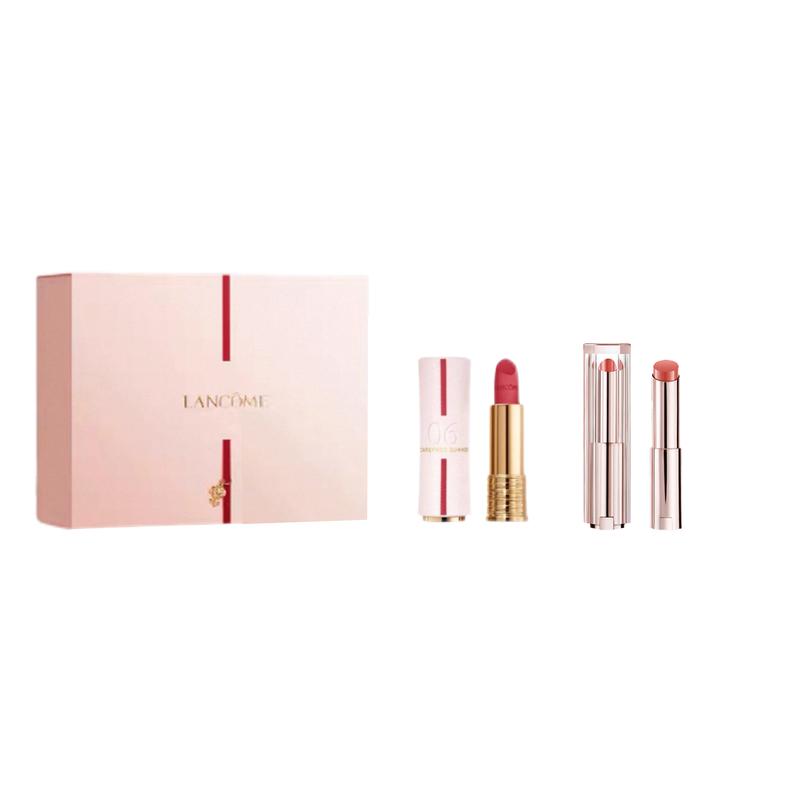 Lancôme makeup set Velvet Matte Soft Shine Double Lipstick Gift Box Matte Easy Jing Pure Velvet Matte Lipstick #06 + My Soft Bright Water Lipstick #46 красный