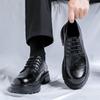British Style Fashion Business Black Small Leather Shoes Ins Style Men's Japanese Style Retro Student Big Head Shoes Trend 66223-R