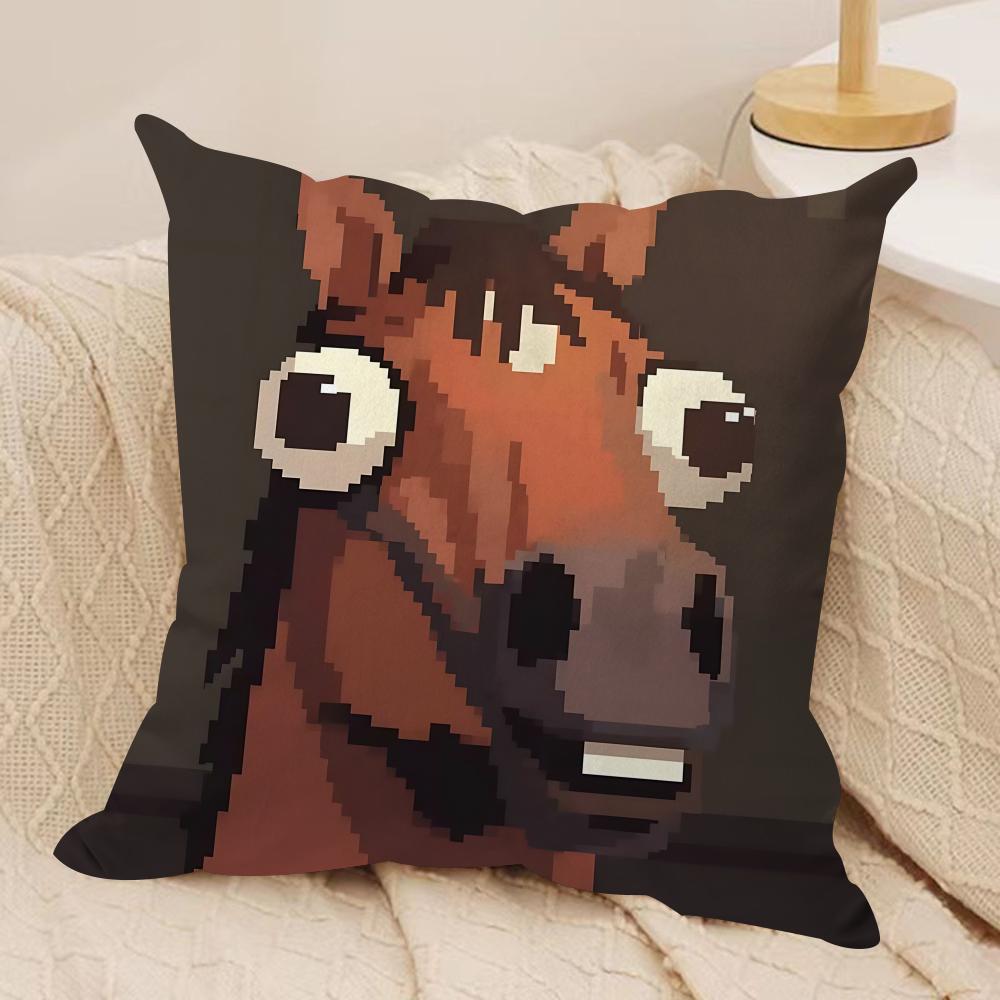 Funny Pixel Animals Cute Cushion Cover Silky Short Plush Invisible Zipper Dustproof Sofa Pillow Case For Home Decor