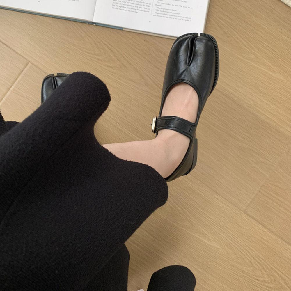 Mary Jane batai su atskirtu pirštu moterims, kvadratiniu kulnu, tabi batai, loaferiai, pavasariui vasarai, iš minkštos odos, moteriški aukštakulniai batai