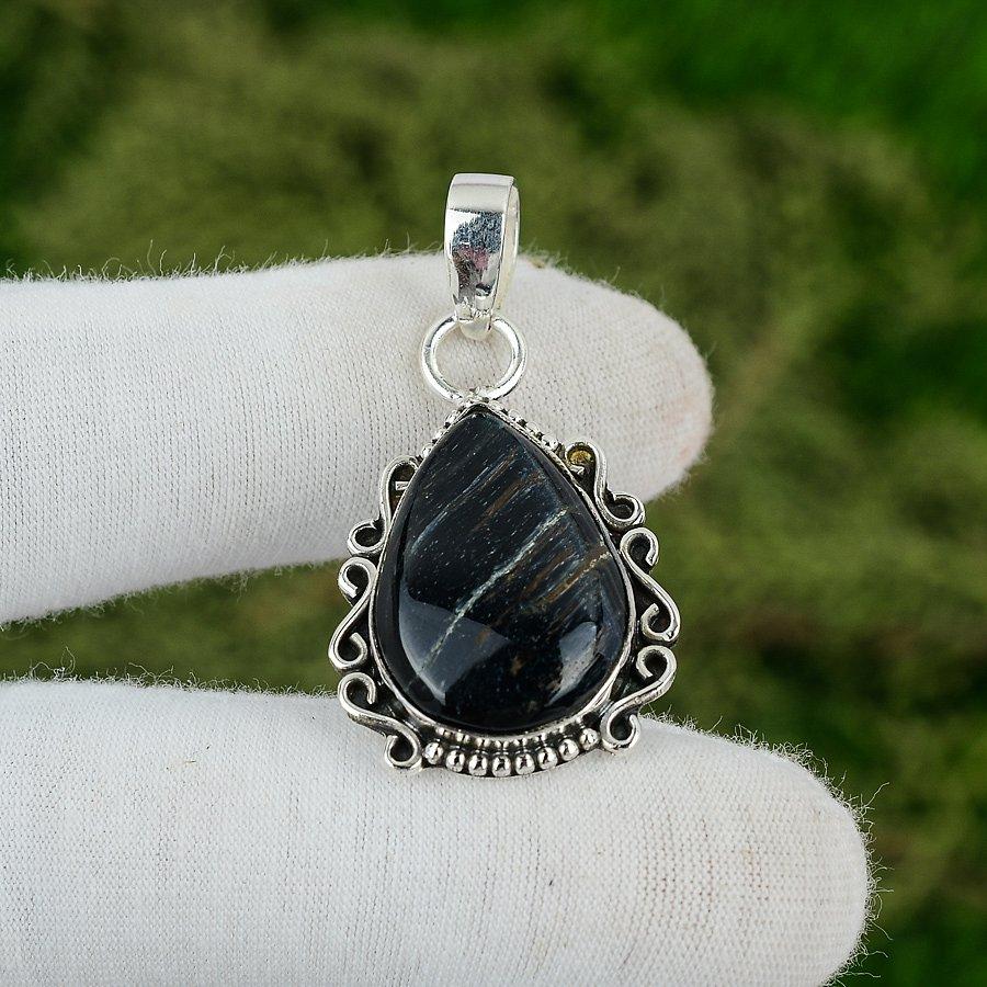 Birnenförmiger Nellite Edelstein 925 Sterlingsilber Geburtstag Handwerker Lünettenanhänger Schmuck