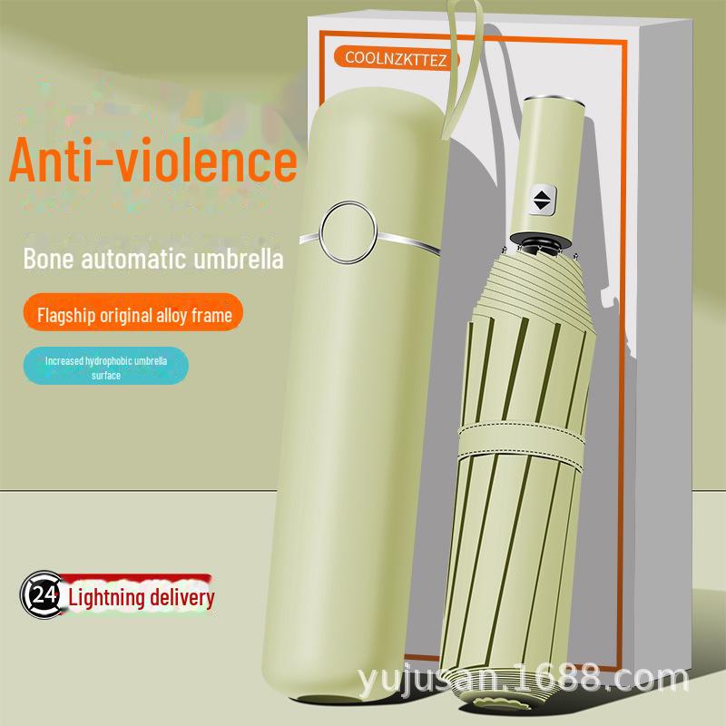 Umbrelă automată bărbătească 72-Bone: Fibre din lemn masiv, protecție UV, logo personalizat