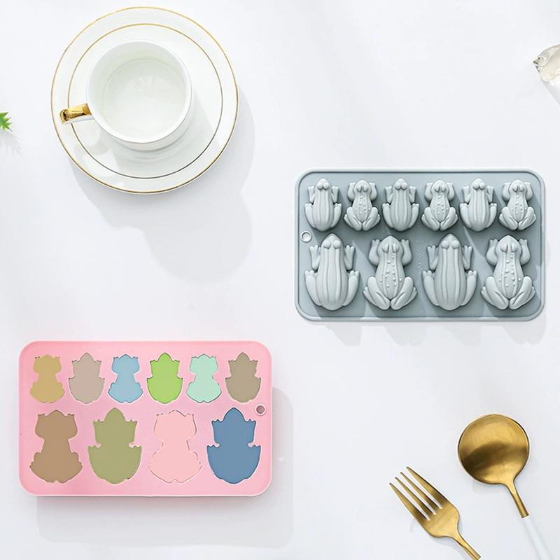 Silicone Frog Molds, 10-Cavity 3D Animal Shape, 7.13 X 4.37 Inches, For Baking Cupcake Topper Chocolate Candy