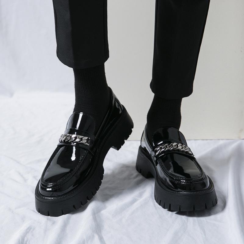 2024 Men's Thick Sole Height-Boost Patent Leather Chunky Loafers