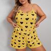 Plus Size Women's Casual Loose Camisole Shorts Pajama Set