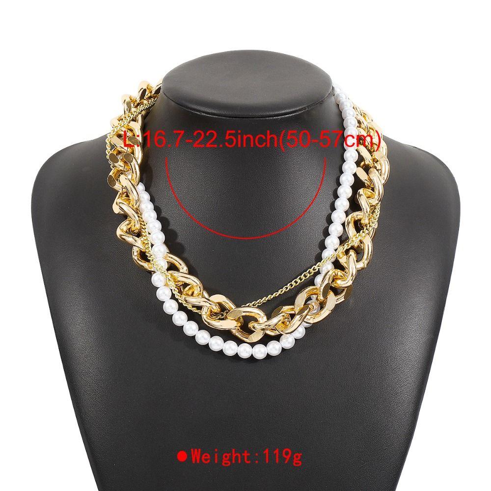 Imitation Pearl Pearl Chain Twine Necklace Neckchain Exaggerated Necklace  Wedding