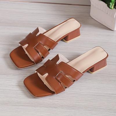 Fashion Square Head Simple Large Size Open-toe Sandals Women Summer New Thick Heels for Women's Low-heeled Fashion Shoes