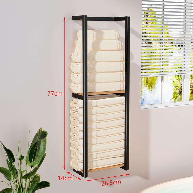2-Layer Towel Storage Shelf Wall Mounted Towel Storage Rack Durable Storage Shelf For Toiletry Space Saving Organizer