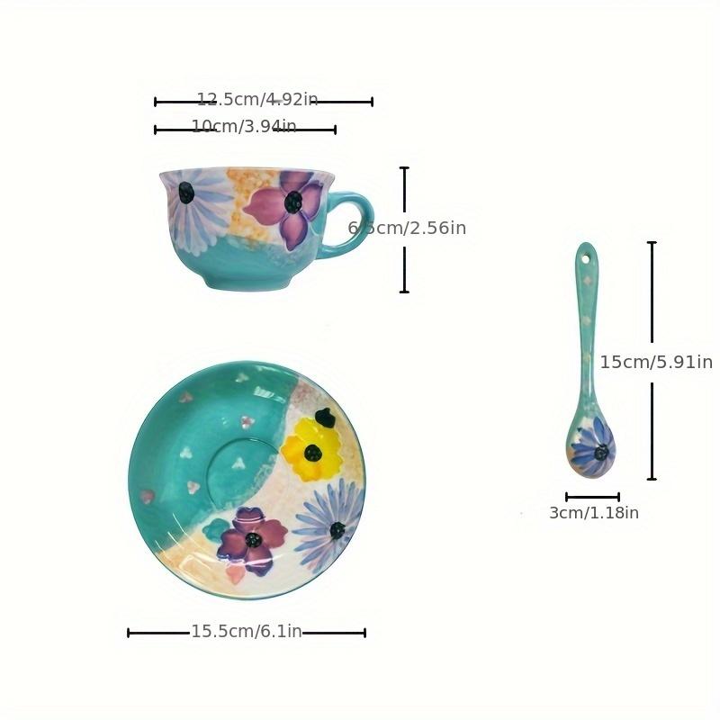 

1 Set,National Style Polish Colorful Painting Coffee Cup and Saucer Set,High Temperature Glaze Under Ceramic Coffee Cup,Suitable for Restaurant, Hotel синий