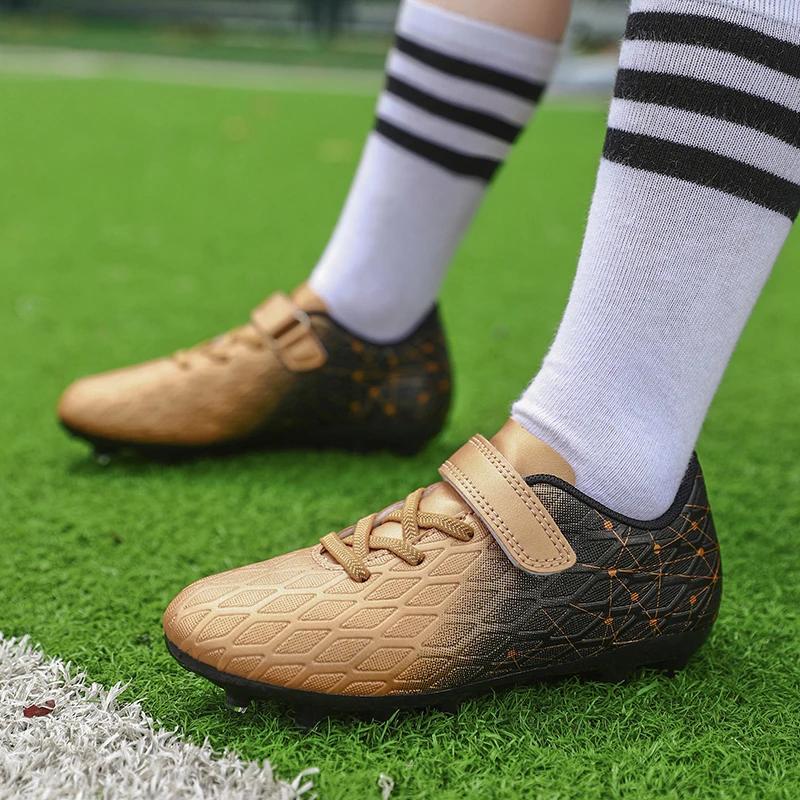 Non Slip New Boy's Soccer Shoes Girl's Cleats Outdoor Match Training Sport Football Boots Men Long Spikes Comfortable Breathable