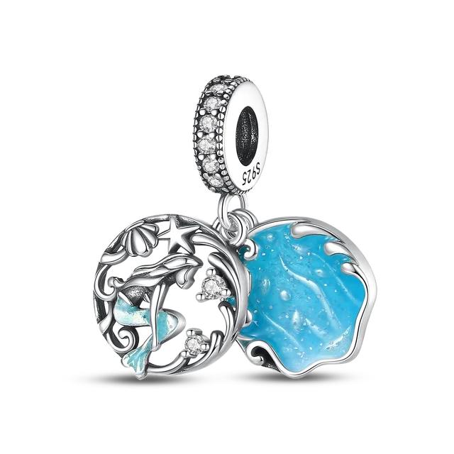 FitNew Original Bracelets 100% 925 Sterling Silver Oecan Blue Sea Turtle Starfish Mermaid Charms Beads DIY Jewelry Making