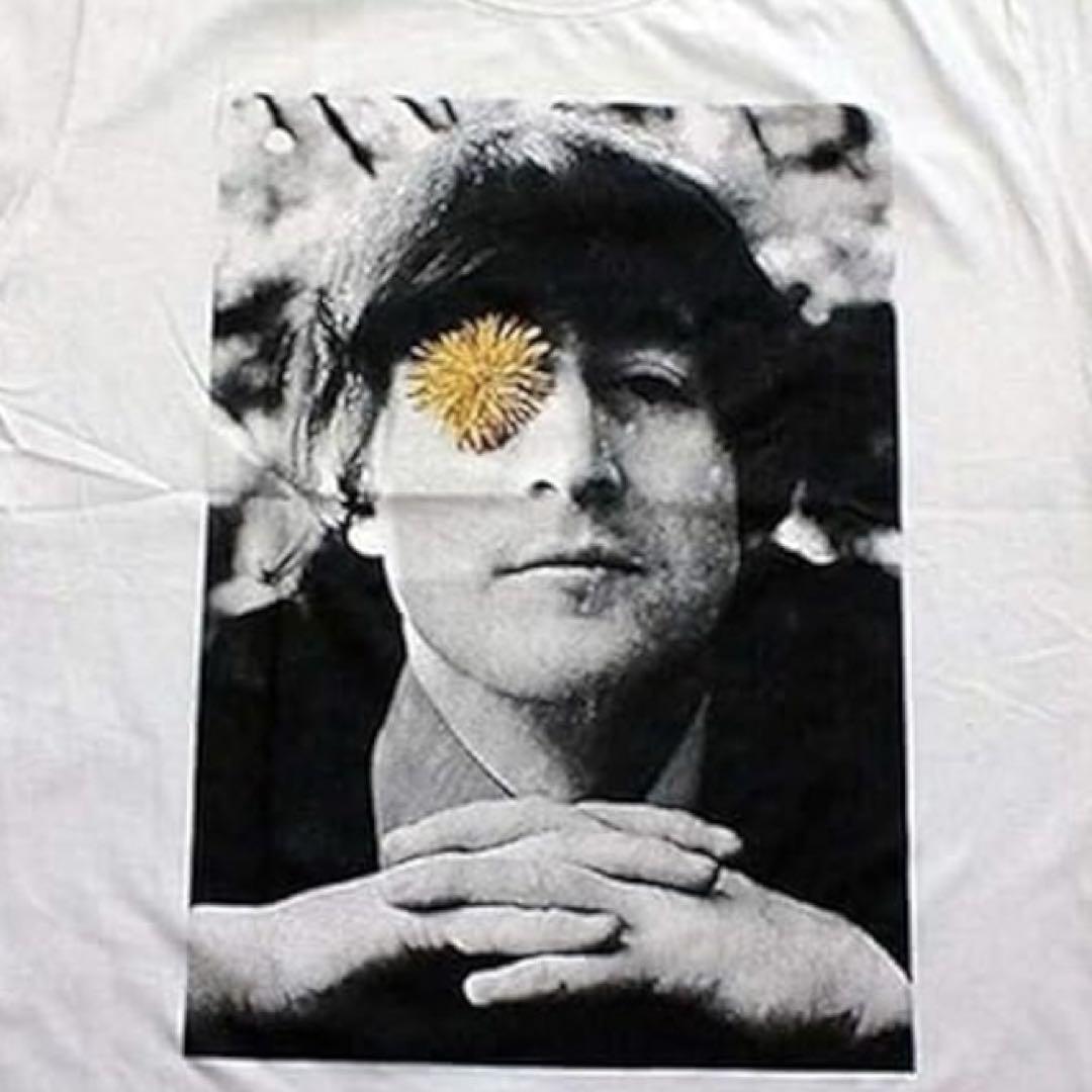 

[USED] Rare John Lennon T-shirt, imported from overseas, The Beatles, white, size L
