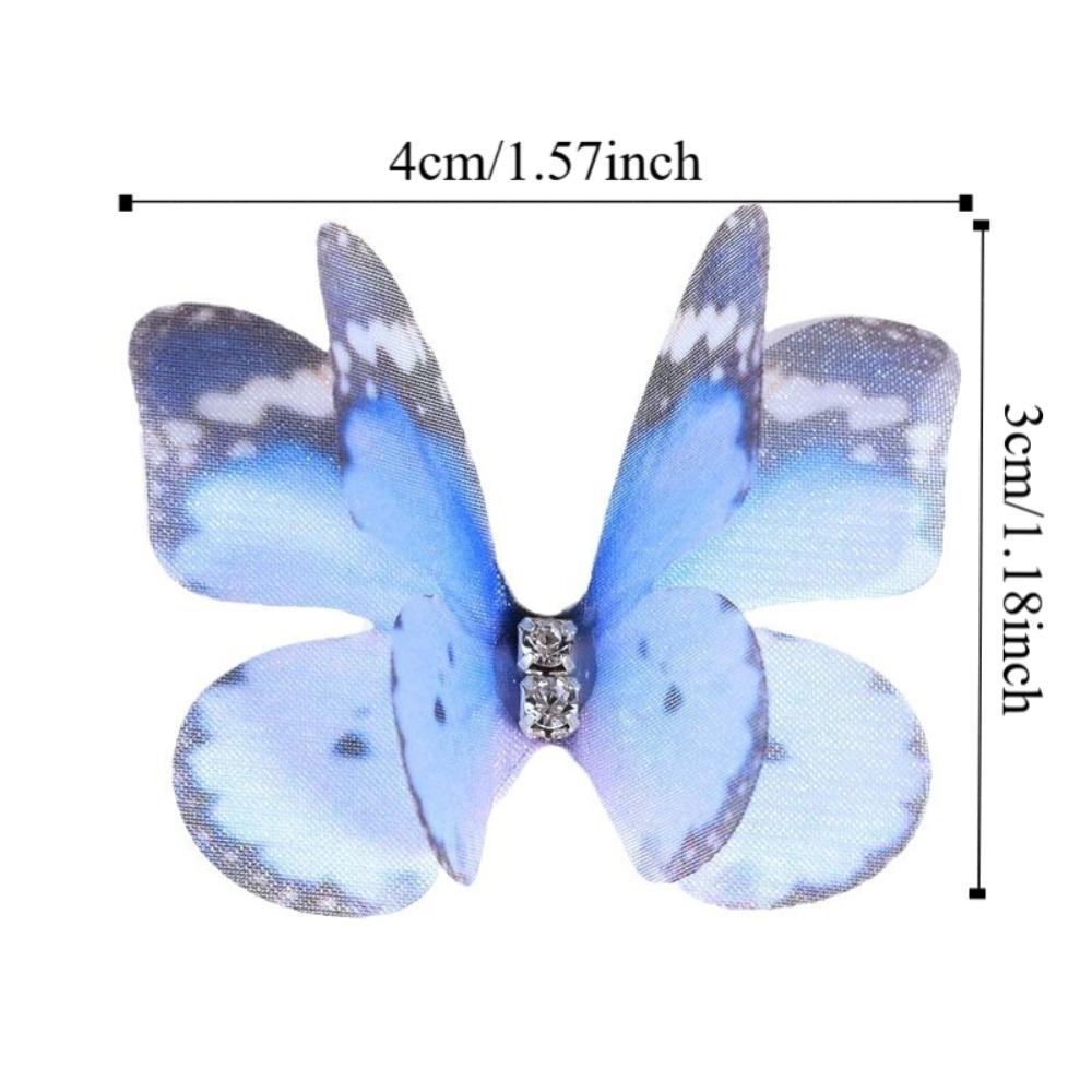50pcs Gradient Color Fairy Chiffon Butterfly 4CM Sewing Craft Decoration  Garment Design Materials
